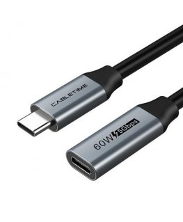 Cabletime Kabelis ilgintuvas USB 3.0 Type-C (M) - USB Type-C (F), 5Gbps, 60W, 4K/60Hz, 0.5m