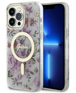 Guess Case for iPhone 14 Pro Max 6.7" GUHMP14XHCFWST Clear Hard Case Magsafe IML Flower