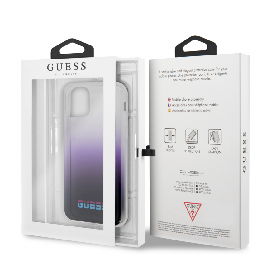 Guess GUHCN65DGCPI iPhone 11 Pro Max purpurinis / gradiento violetinis kietas dėklas California – 2