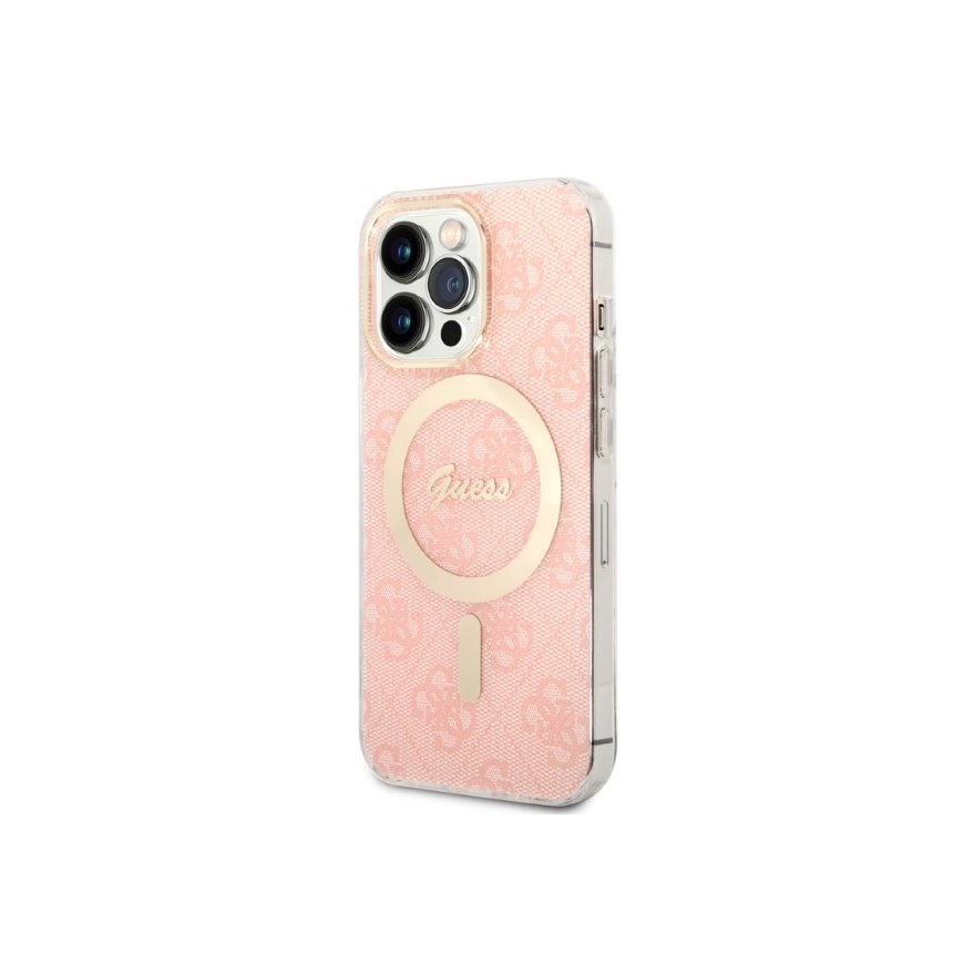 Charger Guess Set Guess case + charger wireless GUBPP13LH4EACSP Apple iPhone 13 Pro pink/pink hard case 4G Print MagSafe – 3
