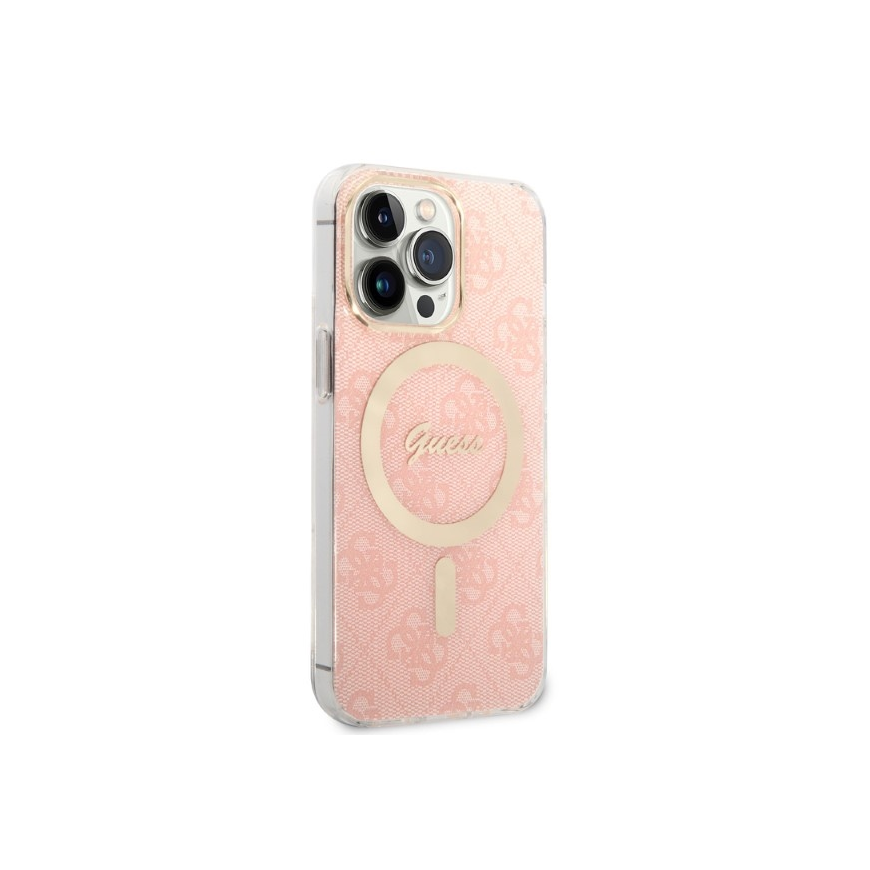 Charger Guess Set Guess case + charger wireless GUBPP13LH4EACSP Apple iPhone 13 Pro pink/pink hard case 4G Print MagSafe – 5