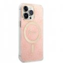 Charger Guess Set Guess case + charger wireless GUBPP13LH4EACSP Apple iPhone 13 Pro pink/pink hard case 4G Print MagSafe