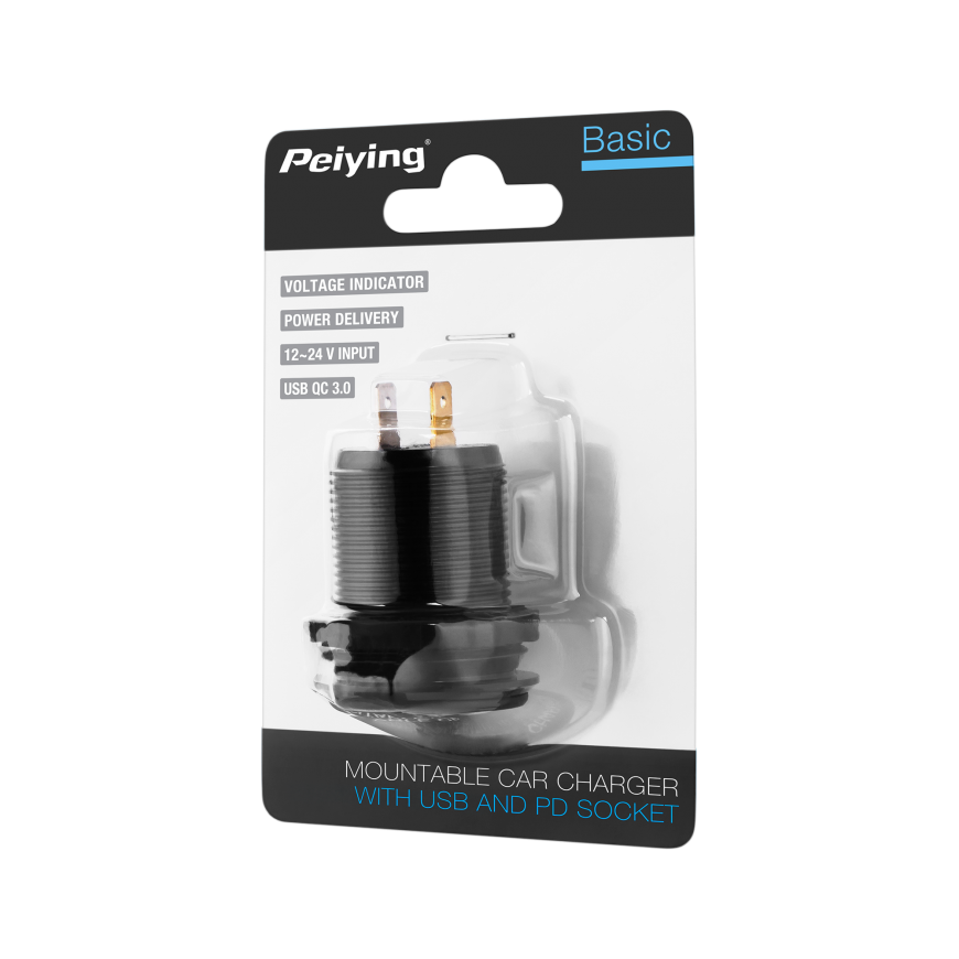 Peiying Car charger USB - USB C with Quick Charge Power Delivery and voltage meter 48W – 3