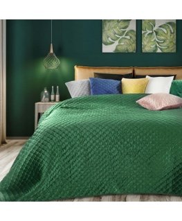 Eurofirany ARIEL Soft velvet bedspread quilted by hot press with fish scales motif, 230X260 cm, color: dark green