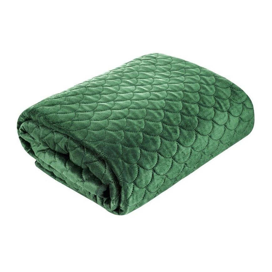 Eurofirany ARIEL Soft velvet bedspread quilted by hot press with fish scales motif, 230X260 cm, color: dark green – 2