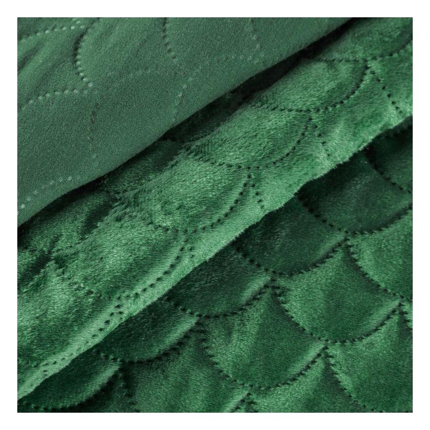 Eurofirany ARIEL Soft velvet bedspread quilted by hot press with fish scales motif, 230X260 cm, color: dark green – 4