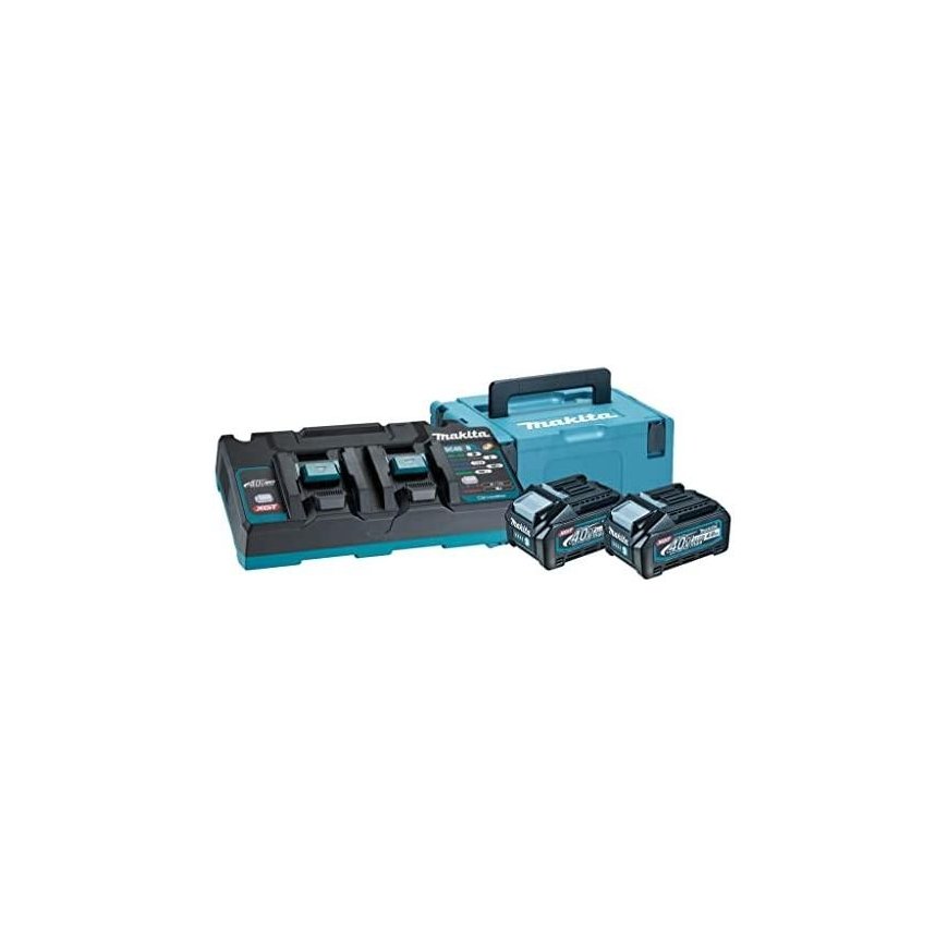 Makita 191U00-8 XGT charger and battery set, 2x4.0 Ah batteries, fast charger, MAKPAC case (BL4040x2+DC40RB+MAKPAC case)