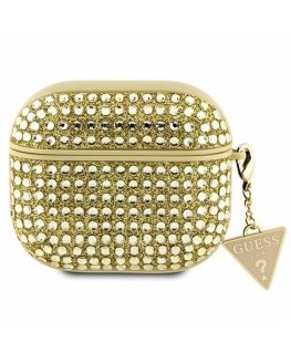 Guess etui do AirPods 3 GUA3HDGTPD golden Rhinestone Triangle Charm