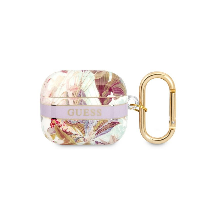 Earphones Guess Flower Strap Collection protective case for AirPods 3, purple – 5