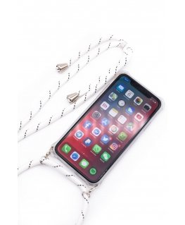 Evelatus Samsung A10s Case with rope White Stripes Transparent