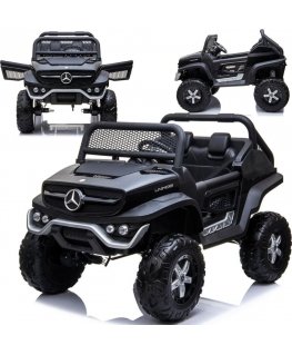 Lean Cars Double electric car for children Mercedes Unimog 4x4, black