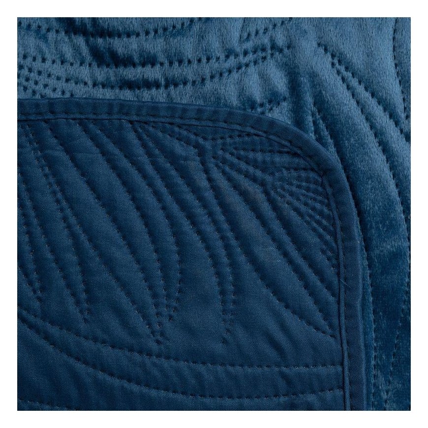 Eurofirany DESIGN 91 LUIZ / 4 Velvet bedspread, quilted by hot pressing with a pattern of palm leaves, 170X210 cm, color: blue B – 2