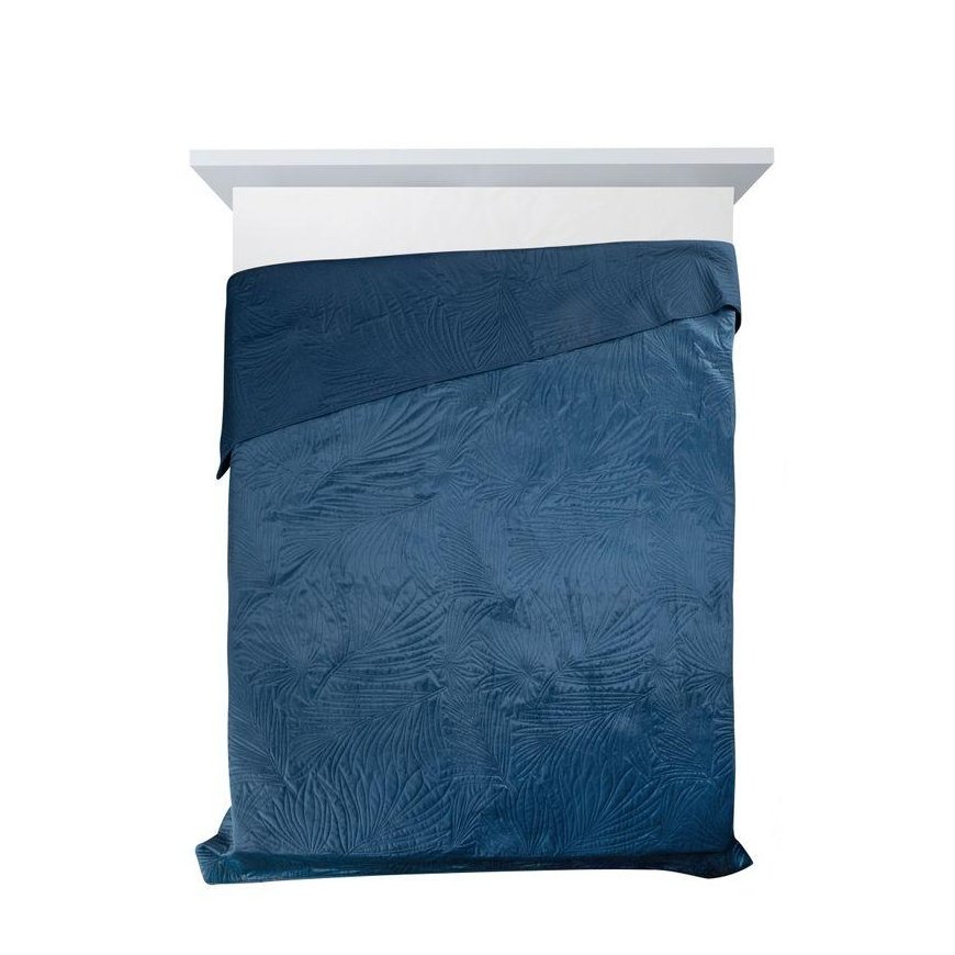 Eurofirany DESIGN 91 LUIZ / 4 Velvet bedspread, quilted by hot pressing with a pattern of palm leaves, 170X210 cm, color: blue B – 3