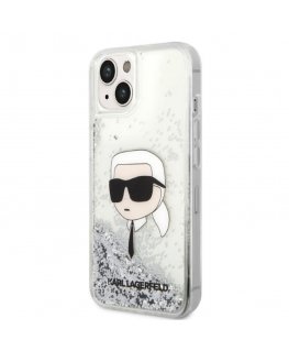 Karl Lagerfeld Case for iPhone 14 Pro Max 6.7" KLHCP14XLNKHCH Silver Hard Case Liquid Glitter NFT Karl's Head