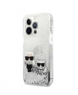 Karl Lagerfeld dėklas Karl Lagerfeld KLHCP13LGKCS Apple iPhone 13 Pro sidabrinis / sidabrinis kietas dėklas Liquid Glitter Karl 