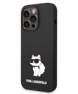Karl Lagerfeld Apple iPhone 14 Pro Max Liquid Silicone Choupette NFT Case Black