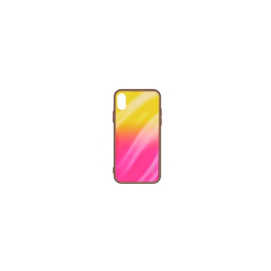 Evelatus Samsung Galaxy A70 Water Ripple Full Color Electroplating Tempered Glass Gradient Yellow-Pink