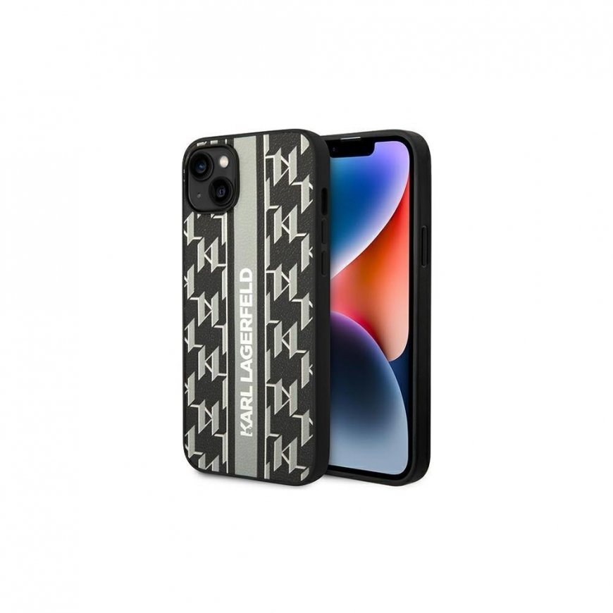 Karl Lagerfeld Case for iPhone 14 Plus 6.7" KLHCP14MPGKLSKG Gray HC PU Monogram Stripe – 2