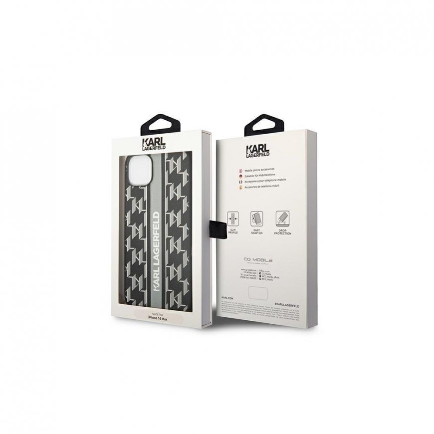 Karl Lagerfeld Case for iPhone 14 Plus 6.7" KLHCP14MPGKLSKG Gray HC PU Monogram Stripe – 4