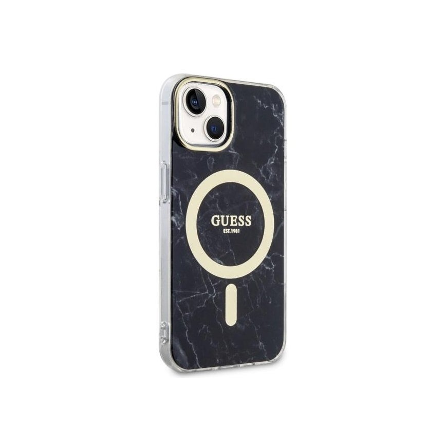 Guess case for iPhone 14 Plus 6.7" GUHMP14MPCUMAK Black Hardcase Magsafe IML Marble – 4