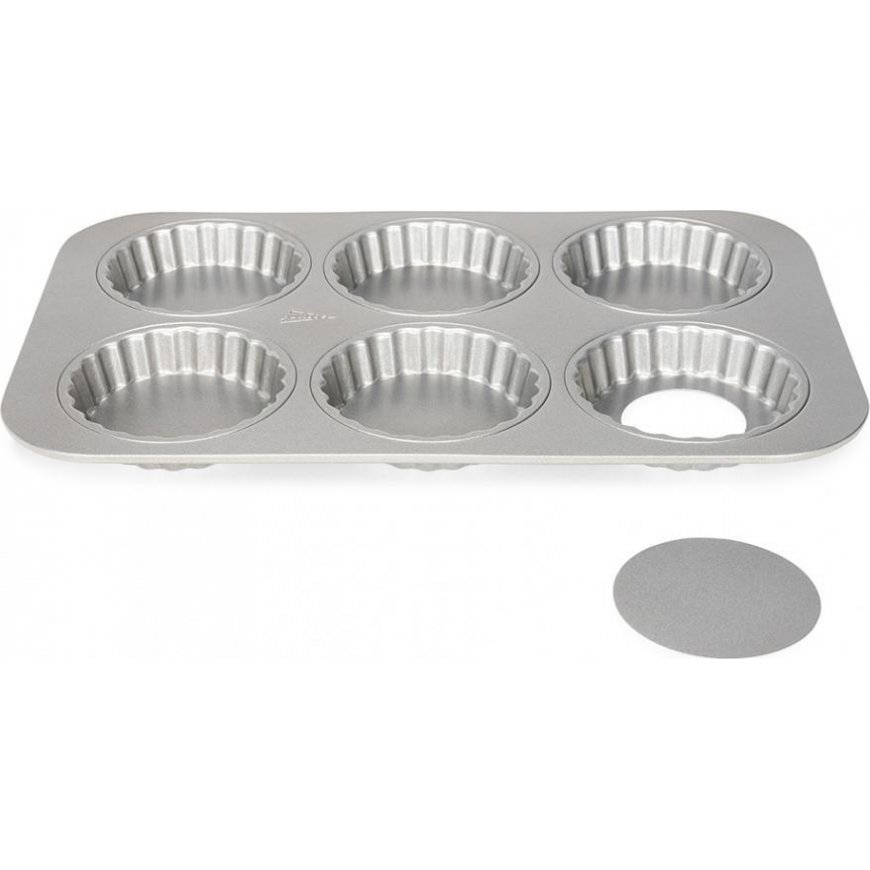 Patisse quiche shape Mini with loose bottom 10 cm silver steel