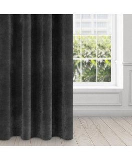 Eurofirany DIVA LINE RIA Minkšto aksomo naktinė užuolaida, 140X250 cm, kilpos / žiedai, spalva: juoda