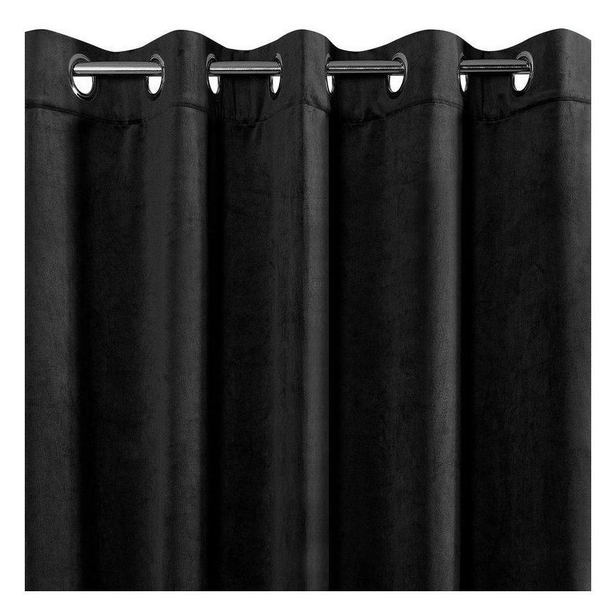 Eurofirany DIVA LINE RIA Minkšto aksomo naktinė užuolaida, 140X250 cm, kilpos / žiedai, spalva: juoda – 4