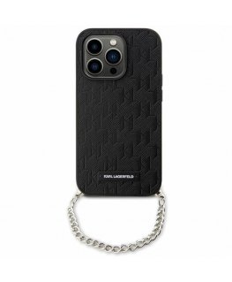 Karl Lagerfeld case for iPhone 14 6.1" KLHCP14SSACKLHPK black hardcase Saffiano Mono Chain