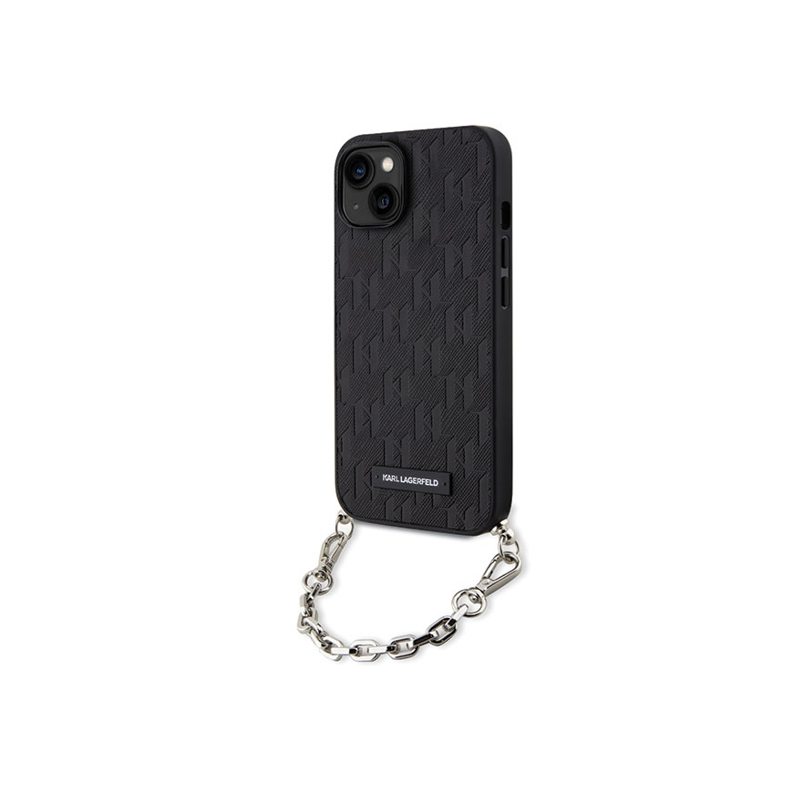 Karl Lagerfeld case for iPhone 14 6.1" KLHCP14SSACKLHPK black hardcase Saffiano Mono Chain – 2