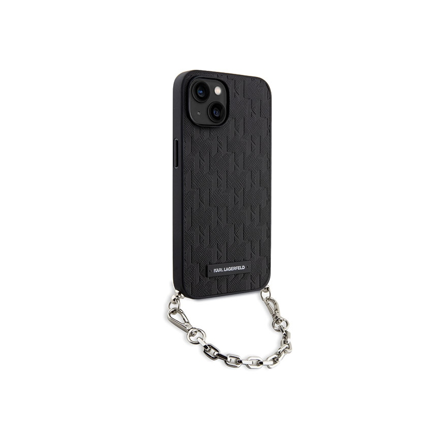 Karl Lagerfeld dėklas, skirtas iPhone 14 6,1" KLHCP14SSACKLHPK juodas hardcase Saffiano Mono Chain – 3