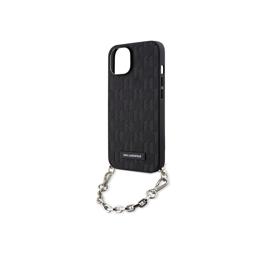 Karl Lagerfeld case for iPhone 14 6.1" KLHCP14SSACKLHPK black hardcase Saffiano Mono Chain – 4