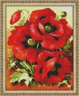 Beldizart Diamond painting set Bright Poppies 30х38 cm AZ-1135