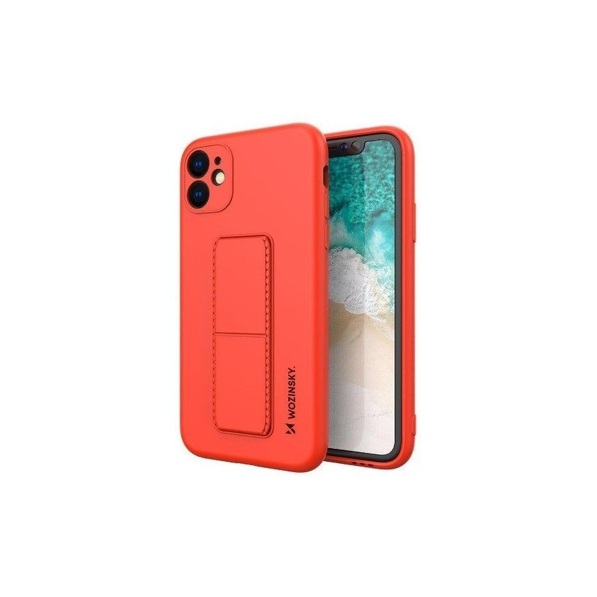 iLike Samsung Galaxy A22 5G Kickstand Case Silicone Stand Cover Red