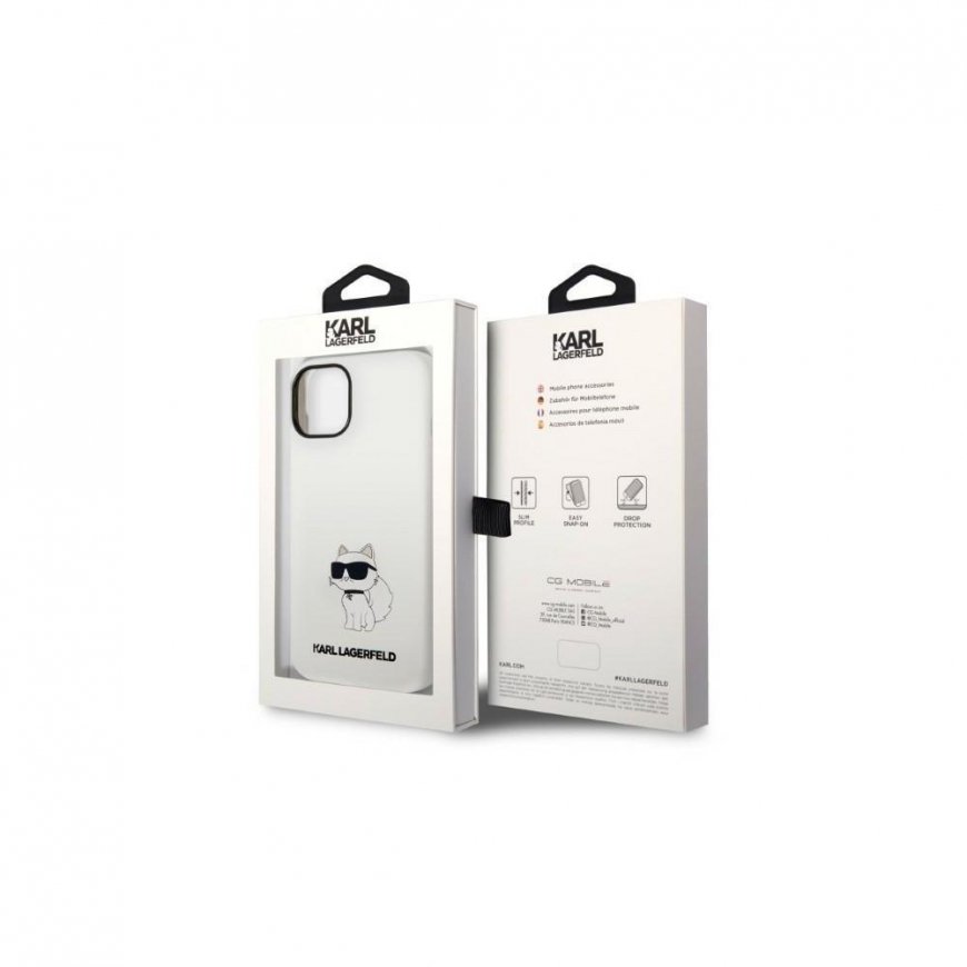 Karl Lagerfeld dėklas iPhone 14 Plus 6,7" KLHMP14MSNCHBCH baltas kietas dėklas Magsafe Silicone NFT Choupette – 4