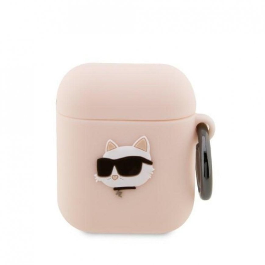 Ausinės Karl Lagerfeld case skirta Airpods 1 / 2 KLA2RUNCHP pink 3D silikoninis NFT Karl
