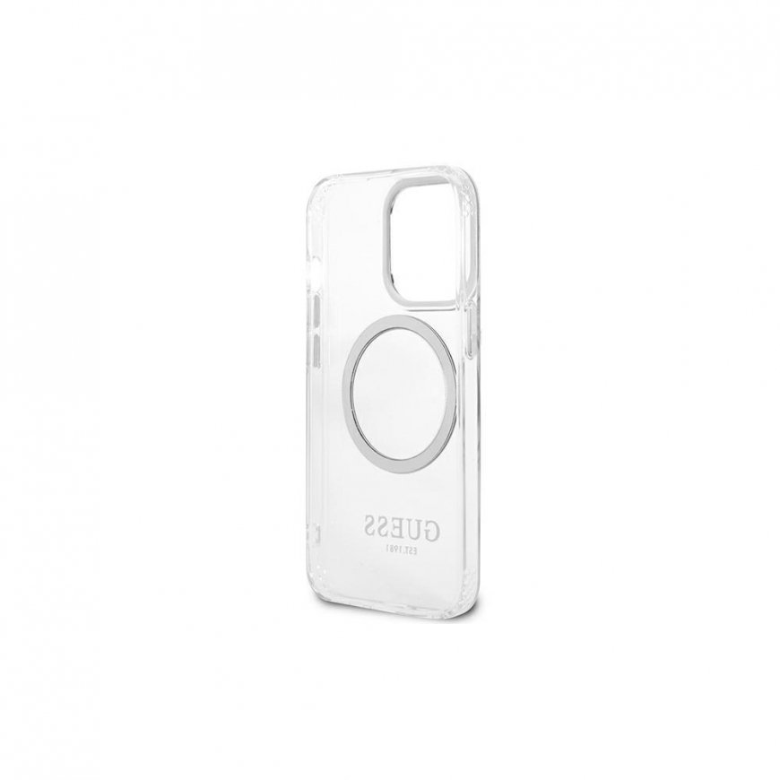 Guess dėklas skirtas iPhone 13 Pro / 13 6,1" GUHMP13LHTRMS sidabrinis kietas dėklas Metal Outline Magsafe – 3
