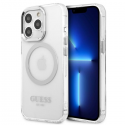 Guess Case for iPhone 13 Pro / 13 6.1" GUHMP13LHTRMS Silver Hard Case Metal Outline Magsafe