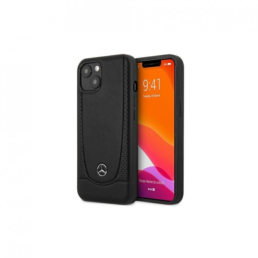 Mercedes MEHCP14MARMBK iPhone 14 Plus 6,7 colio juodas / juodas kietas dėklas, odinis miesto – 2