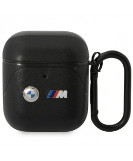 Case BMW BMA222PVTK AirPods 1|2 cover black|black Leather Curved Line