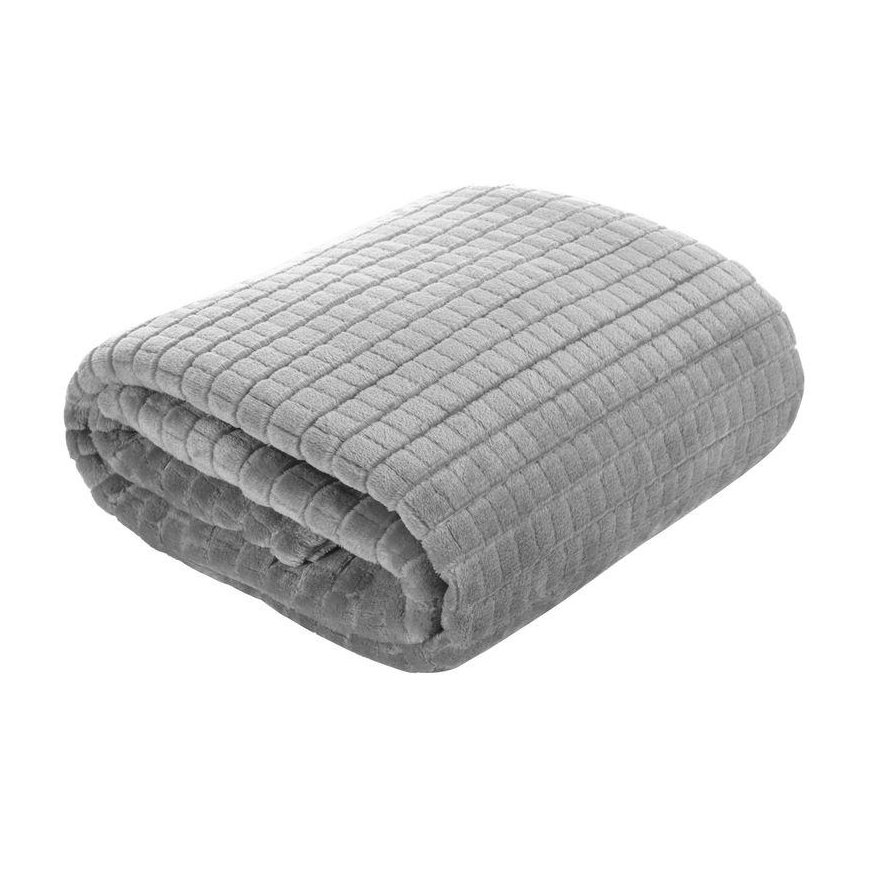 Eurofirany DESIGN 91 CINDY2 Minkštas ir švelnus pledas su įspaustu kubelių raštu, 200X220 cm, spalva: pelenų – 2