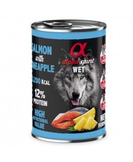 ALPHA SPIRIT WET konservas su lašiša ir ananasais 400g 6vnt