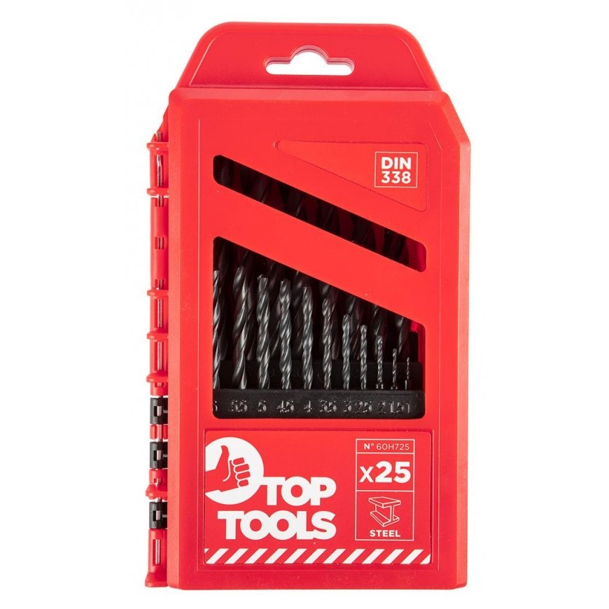 Grąžtas Top Tools HSS metaliniai grąžtai, 1,0-13,0 mm, rinkinyje 25 vnt – 4