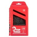 Drill Top Tools HSS metal drills, 1.0-13.0 mm, in a set of 25 pcs. Drill Top Tools HSS metal drills, 1.0-13.0 mm, in a set of 25 pcs.