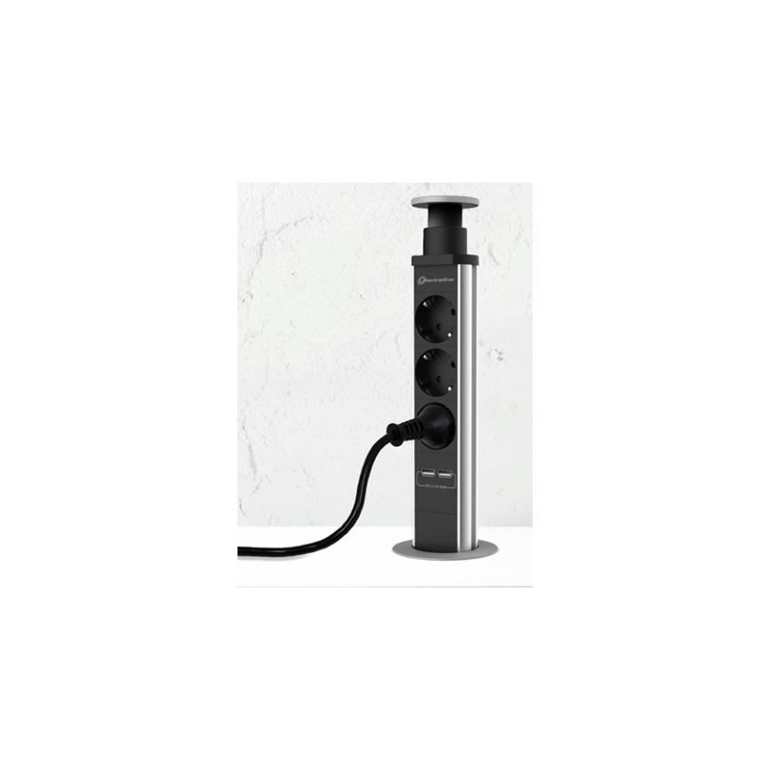 Electraline 62557 Pagarinātājs 3p 2xUSB Ligzdas 2m – 2