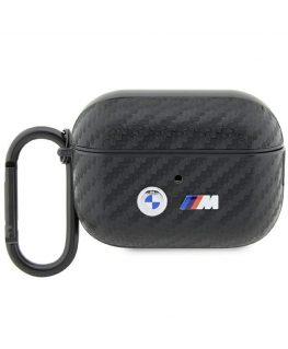 Dėklas BMW BMAP2WMPUCA2 AirPods Pro 2 gen cover juoda|juodas Carbon Double Metal Logo