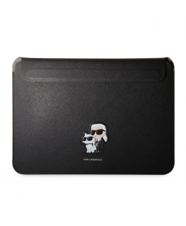 Karl Lagerfeld Saffiano Karl and Choupette NFT Computer Sleeve 13|14" Black