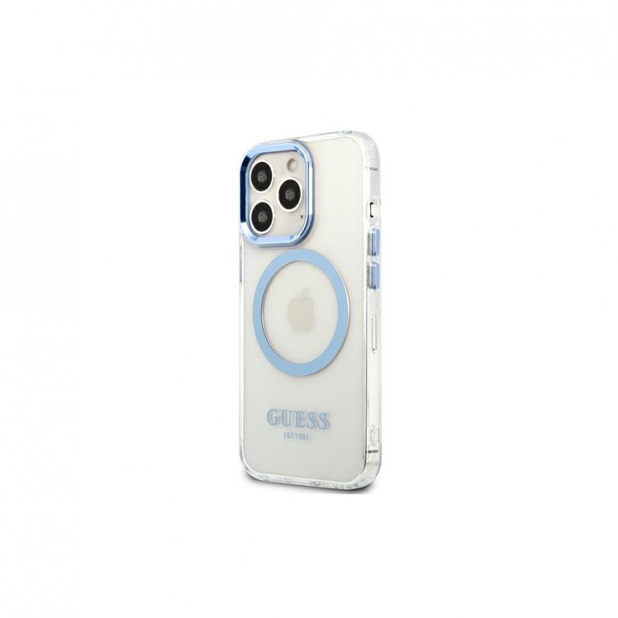 Guess dėklas skirtas iPhone 13 Pro Max 6,7" GUHMP13XHTRMB mėlynas hard dėklas Metal Outline Magsafe – 2