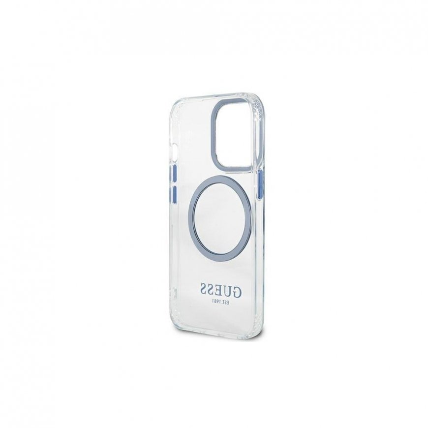 Guess case for iPhone 13 Pro Max 6.7" GUHMP13XHTRMB blue hard case Metal Outline Magsafe – 4
