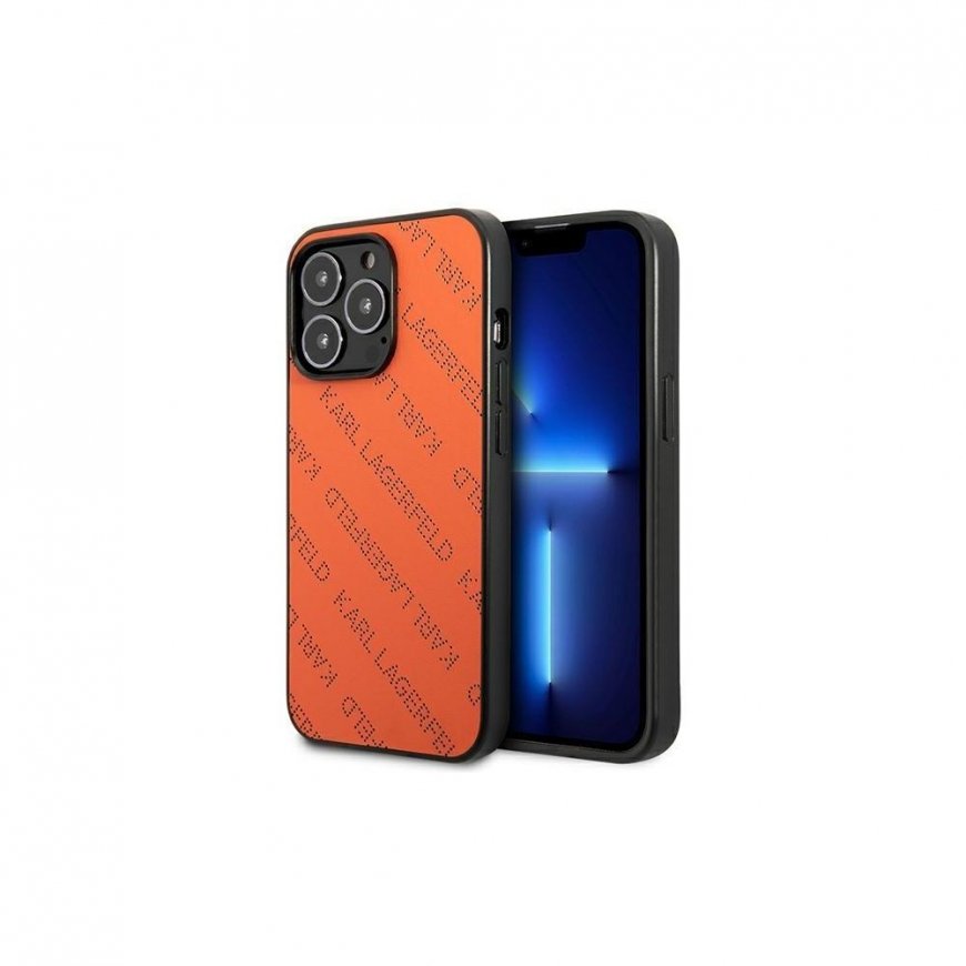 Karl Lagerfeld Case for iPhone 13 Pro KLHCP13LPTLO Orange Hard Case Allover Logo – 2