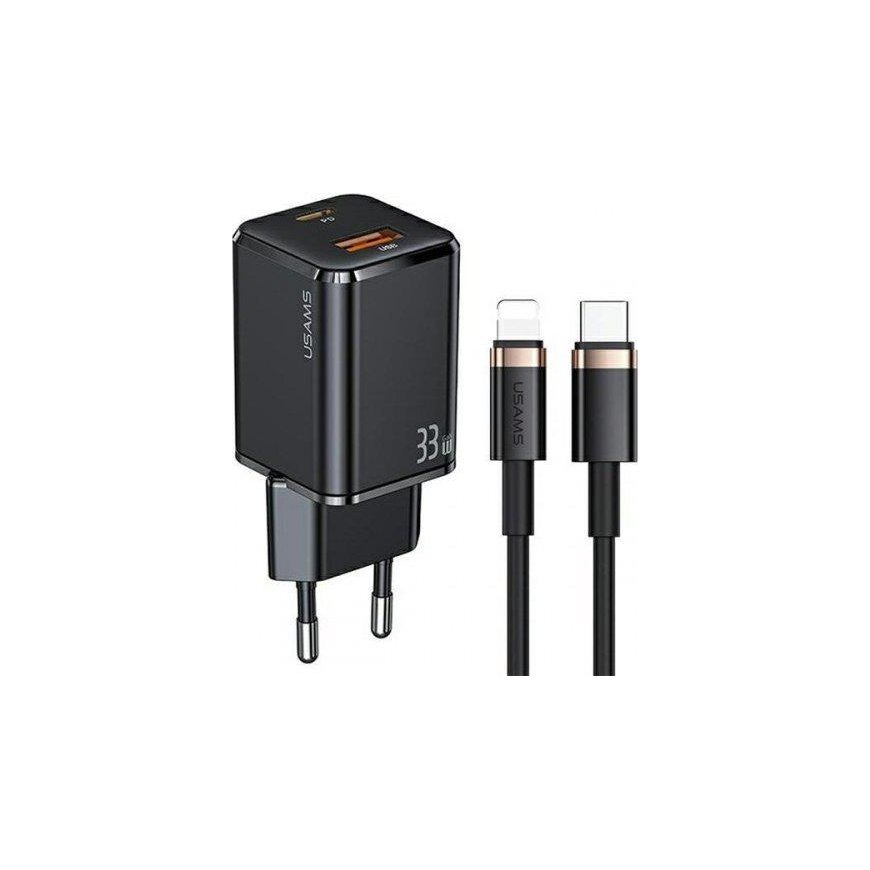 Įkroviklis Usams T43 1x USB-A 1x USB-C 3 A (USA800)